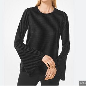 MICHAEL Michael Kors Velvet Stripe Flare Bell Sleeve Top